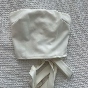 Princess polly white cropped top with a tie back